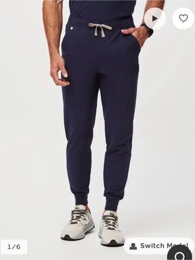 Figs Men's Navy Joggers with Contrast Drawstring